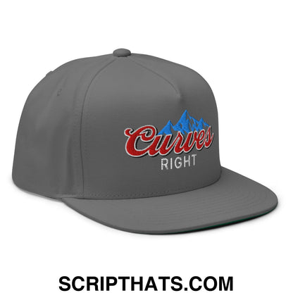 Curves Right Flat Brim Bill 5 Panel Golf Snapback Hat