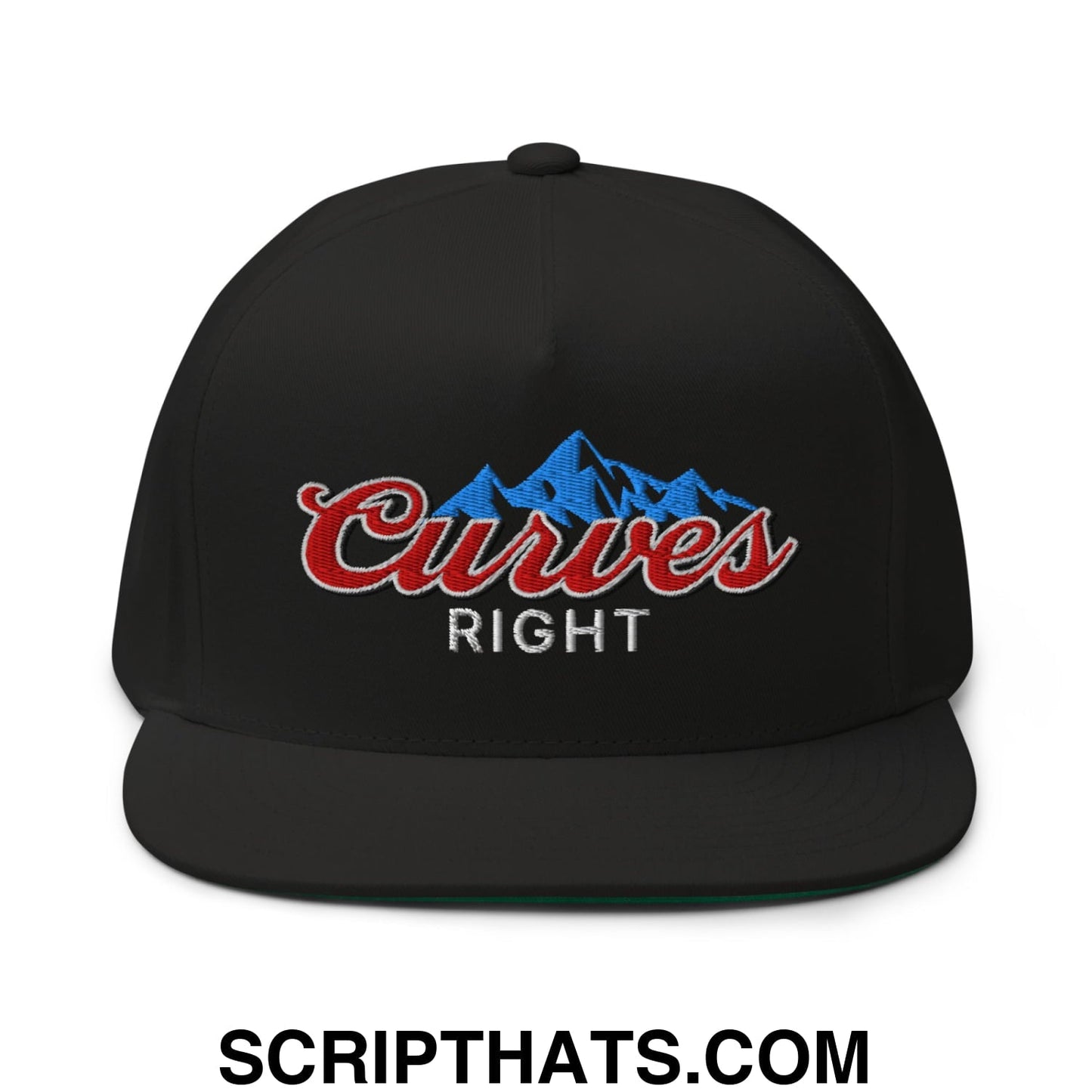 Curves Right Flat Brim Bill 5 Panel Golf Snapback Hat