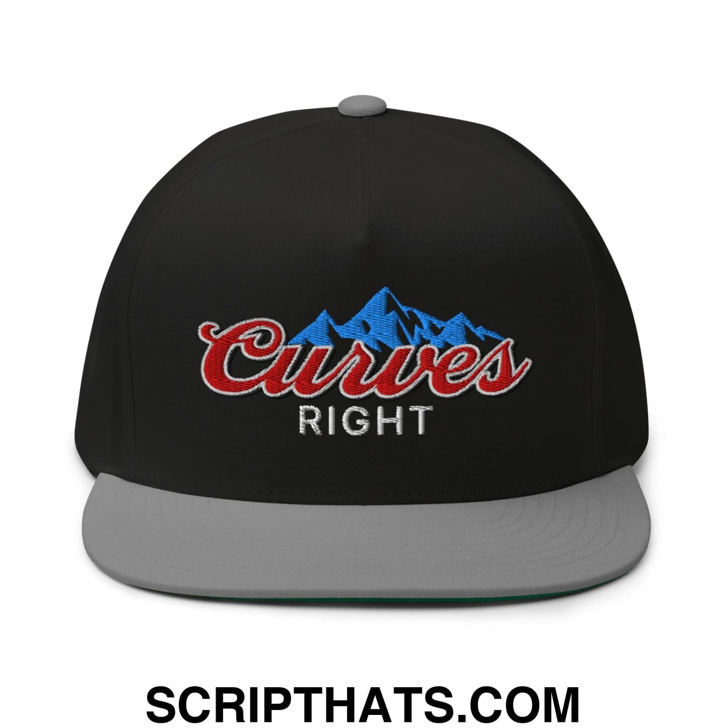 Curves Right Flat Brim Bill 5 Panel Golf Snapback Hat