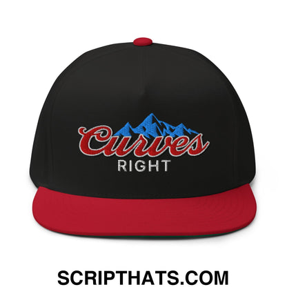 Curves Right Flat Brim Bill 5 Panel Golf Snapback Hat