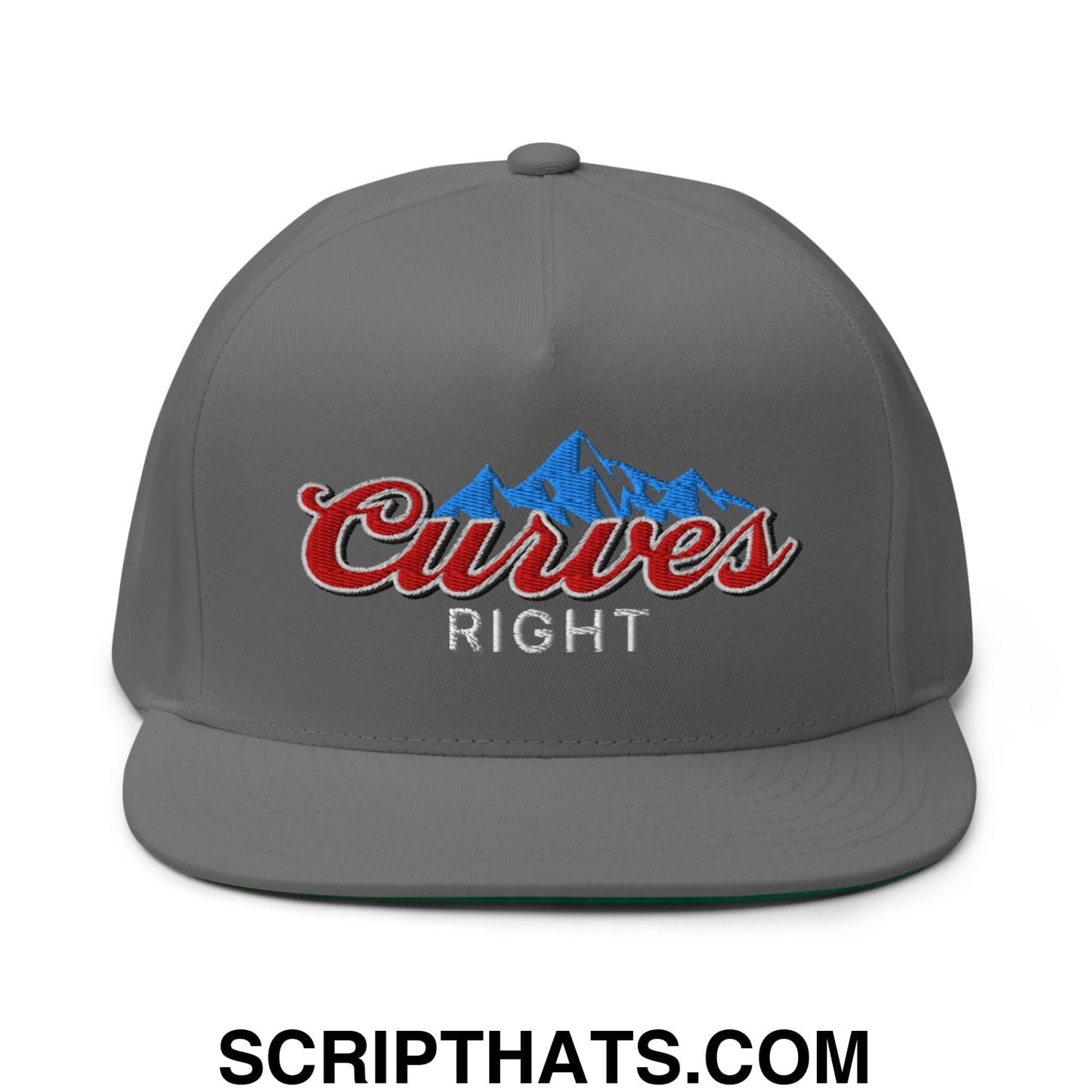 Curves Right Flat Brim Bill 5 Panel Golf Snapback Hat