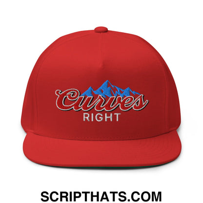 Curves Right Flat Brim Bill 5 Panel Golf Snapback Hat