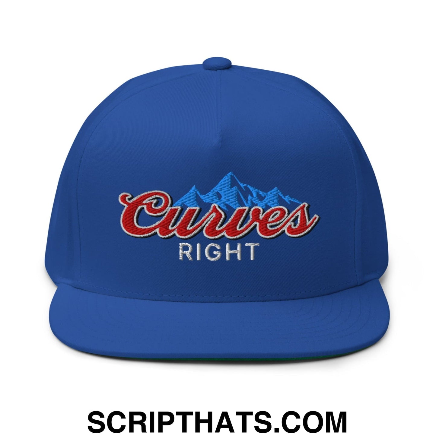 Curves Right Flat Brim Bill 5 Panel Golf Snapback Hat