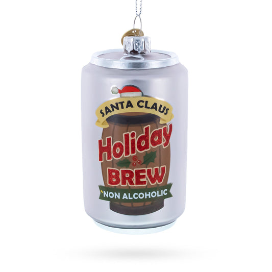 Holiday Beer Brew Can Glass Christmas Ornament