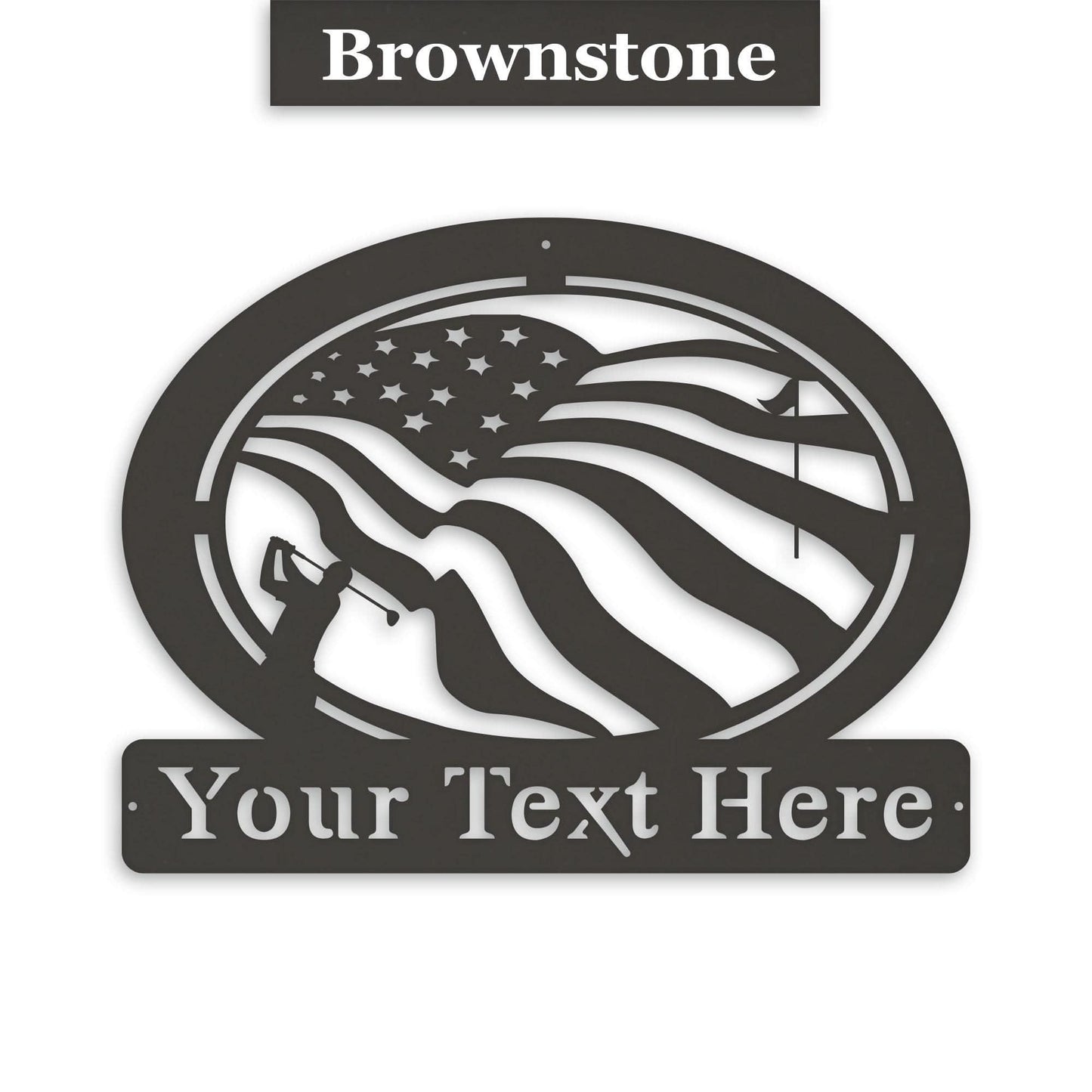 Golf of America Personalized Metal Sign, Laser-cut American Flag Sign with Golfer