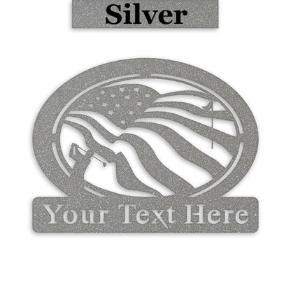 Golf of America Personalized Metal Sign, Laser-cut American Flag Sign with Golfer
