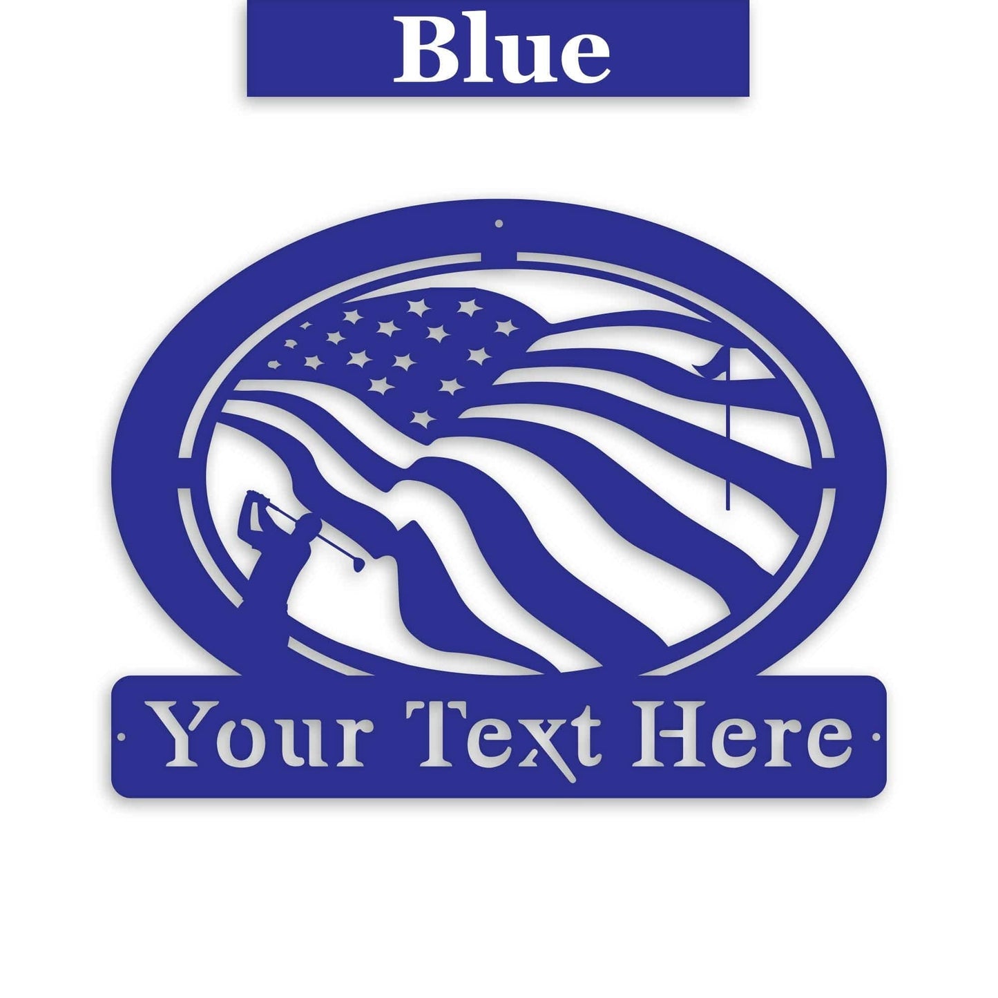 Golf of America Personalized Metal Sign, Laser-cut American Flag Sign with Golfer