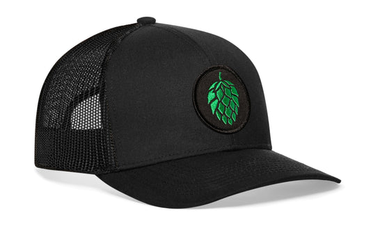 Hops Trucker Hat  |  Black Beer Snapback