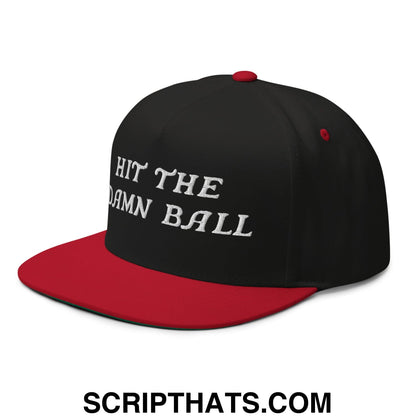 Hit The Damn Ball Flat Brim Bill 5 Panel Golf Snapback Hat