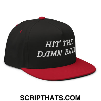 Hit The Damn Ball Flat Brim Bill 5 Panel Golf Snapback Hat