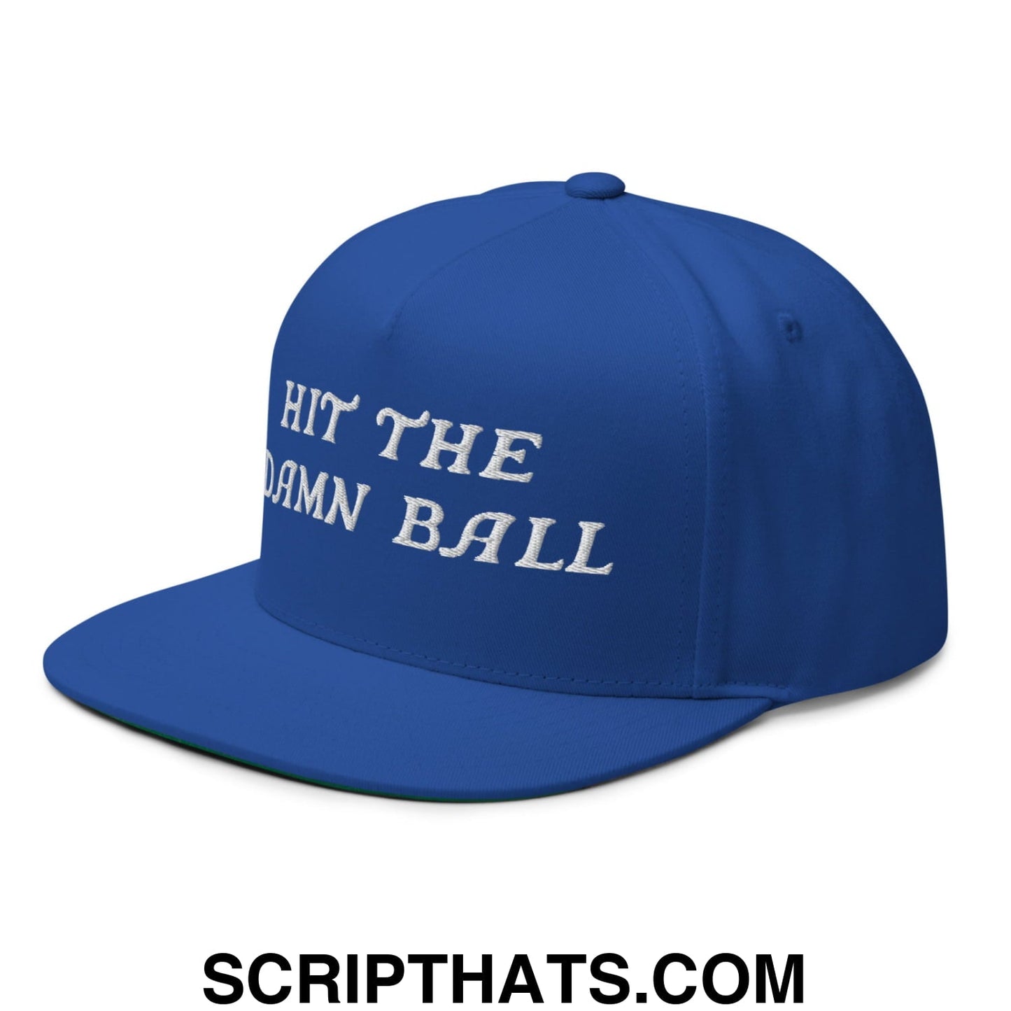 Hit The Damn Ball Flat Brim Bill 5 Panel Golf Snapback Hat