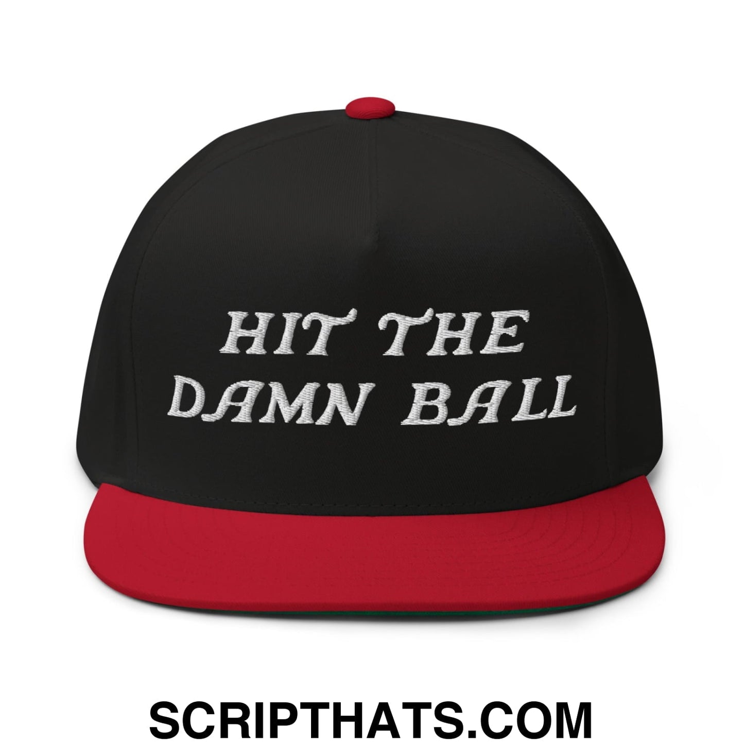 Hit The Damn Ball Flat Brim Bill 5 Panel Golf Snapback Hat