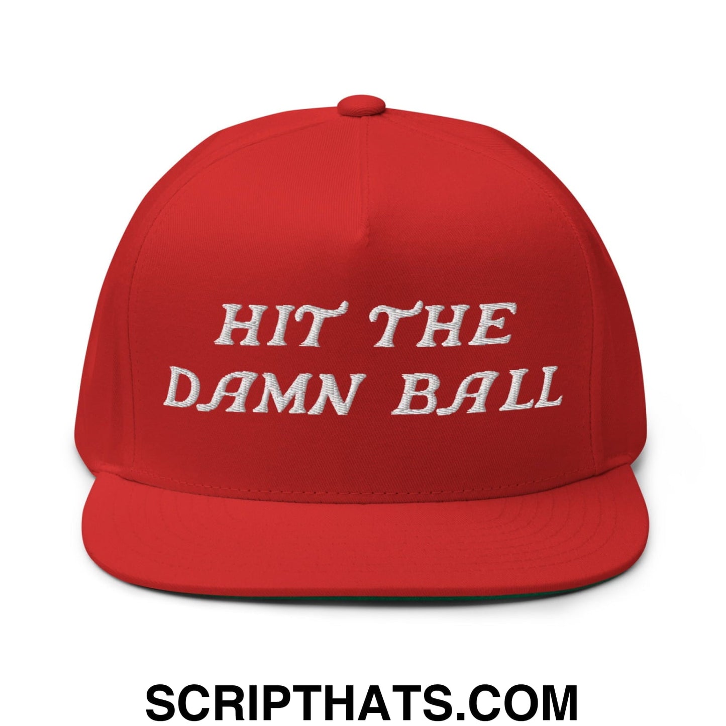 Hit The Damn Ball Flat Brim Bill 5 Panel Golf Snapback Hat