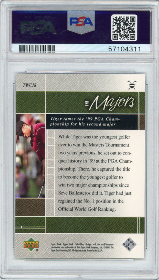 Graded 2001 Upper Deck UD Golf Tiger Woods #TWC18 Collection Rookie RC Golf Card PSA 10 Gem Mint