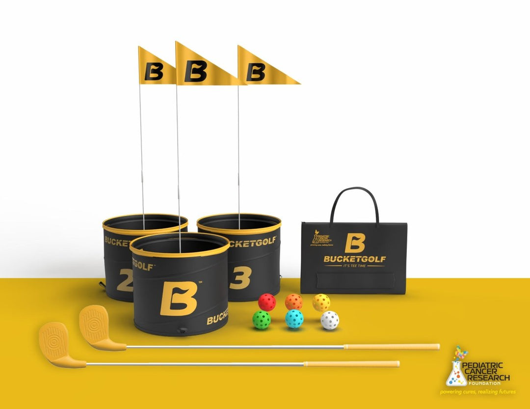 Limited Edition Gold BucketGolf 3 Hole bundle – Supporting the Pediatric Cancer Research Foundation