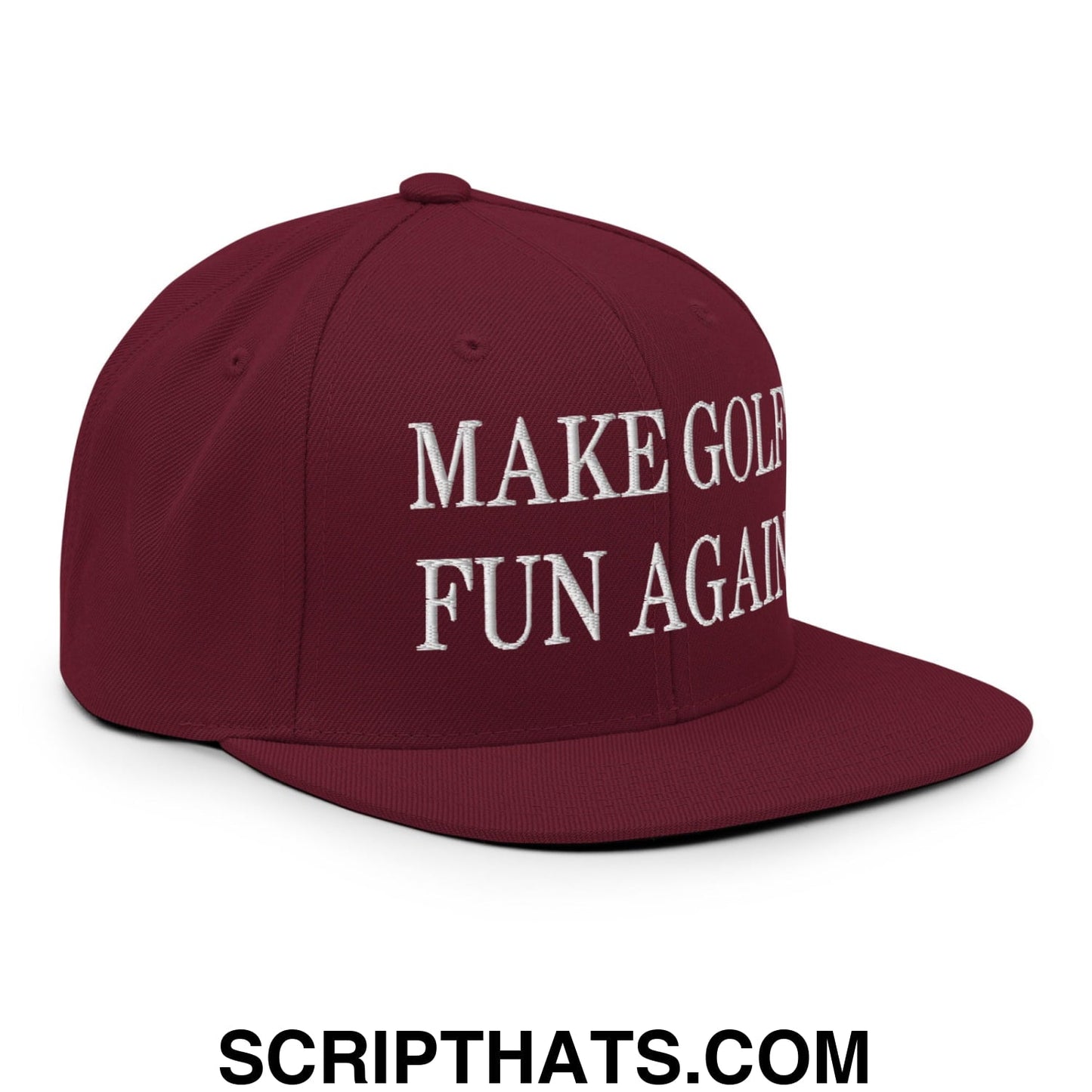 Make Golf Fun Again Embroidered Flat Bill Brim Snapback Hat