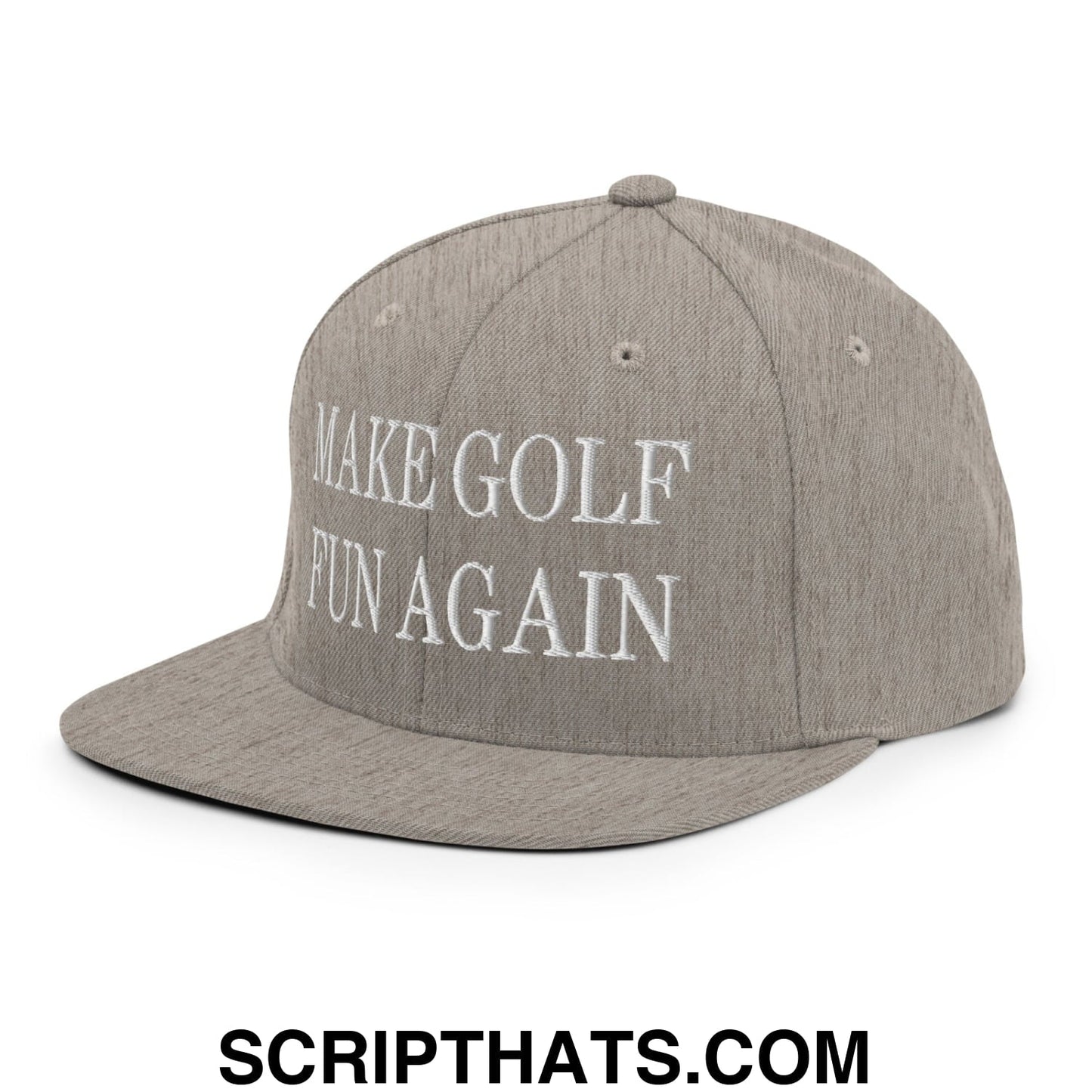 Make Golf Fun Again Embroidered Flat Bill Brim Snapback Hat