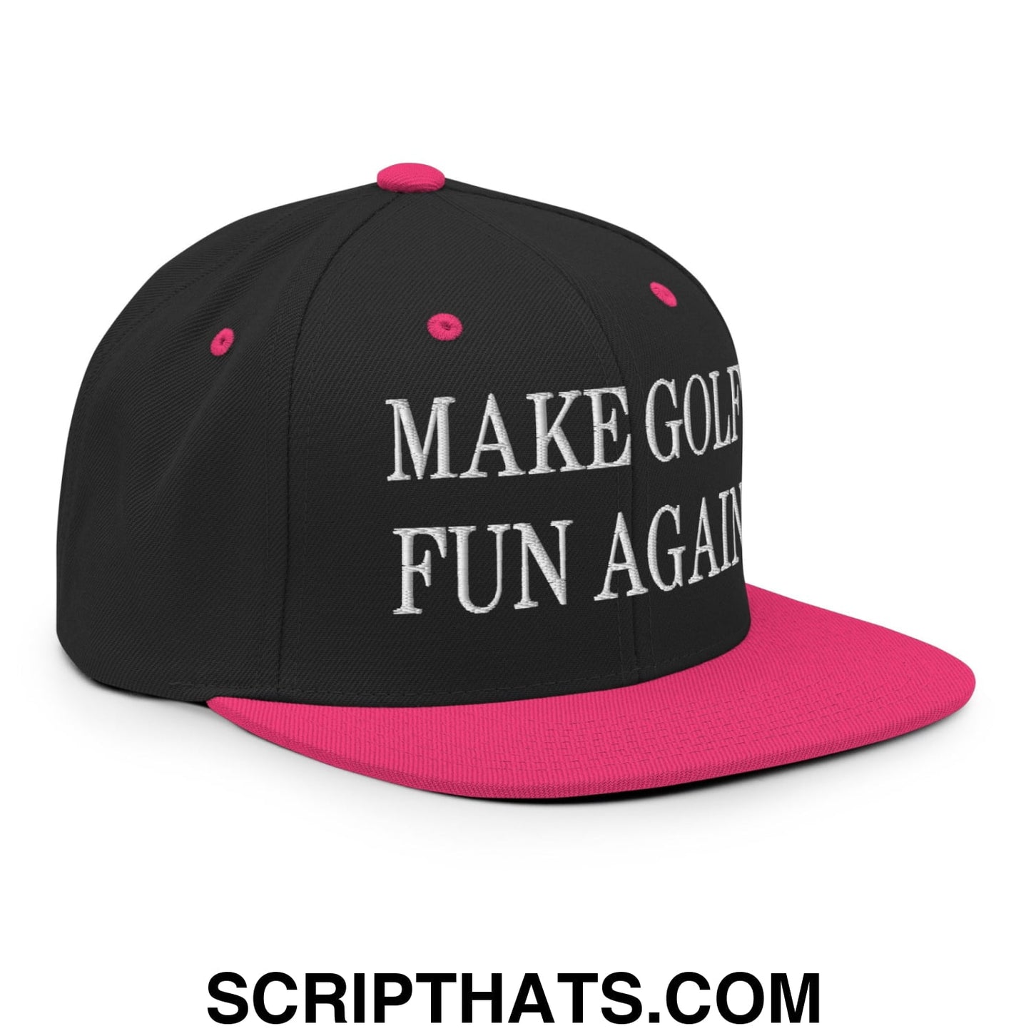 Make Golf Fun Again Embroidered Flat Bill Brim Snapback Hat