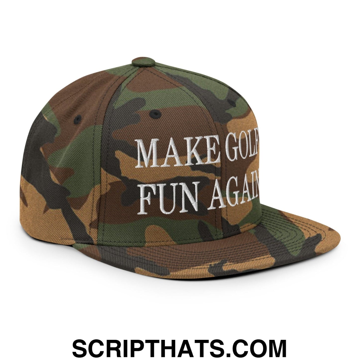 Make Golf Fun Again Embroidered Flat Bill Brim Snapback Hat