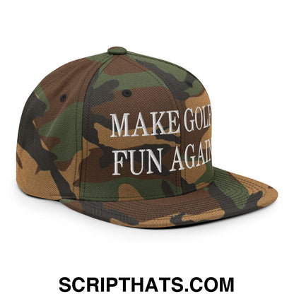 Make Golf Fun Again Embroidered Flat Bill Brim Snapback Hat