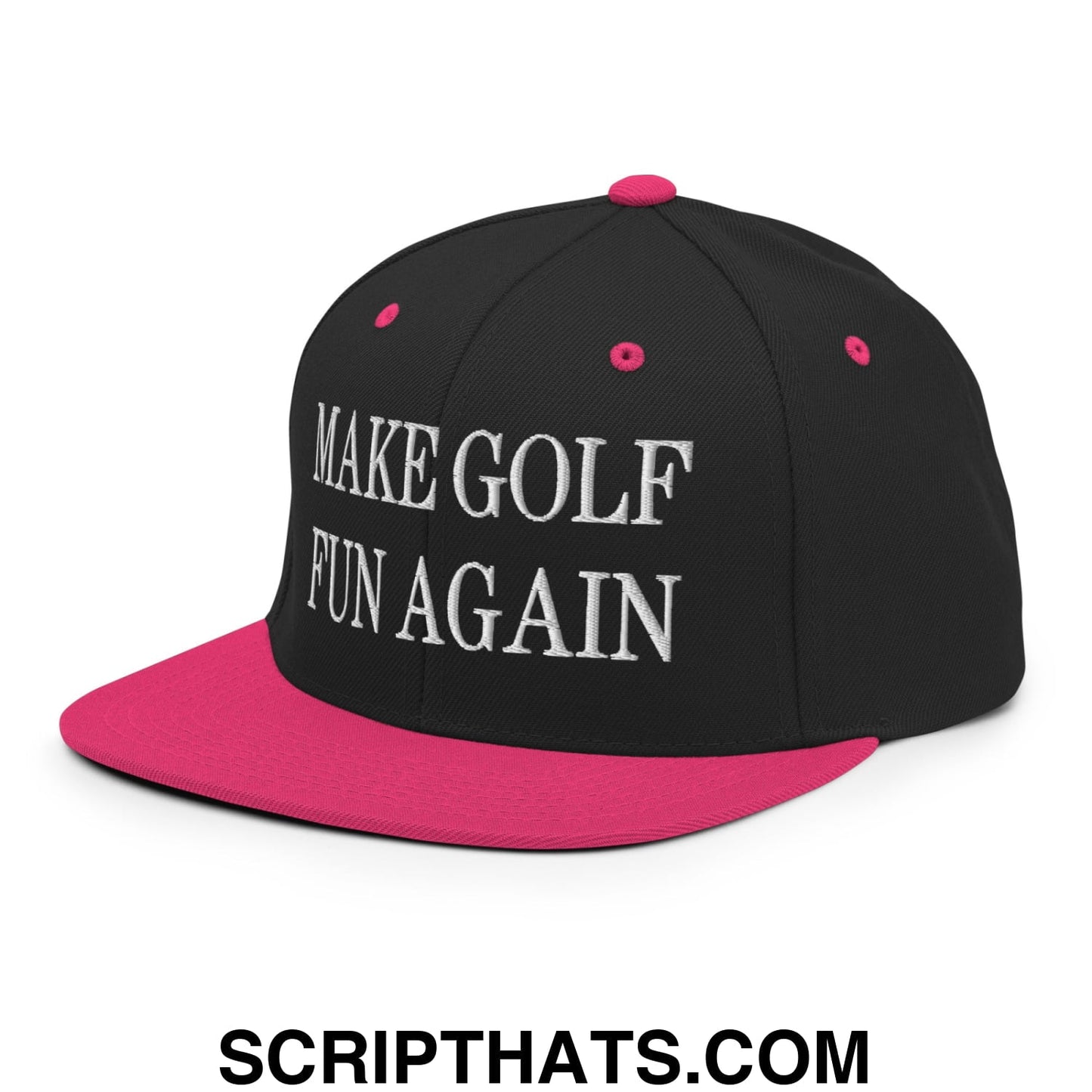 Make Golf Fun Again Embroidered Flat Bill Brim Snapback Hat