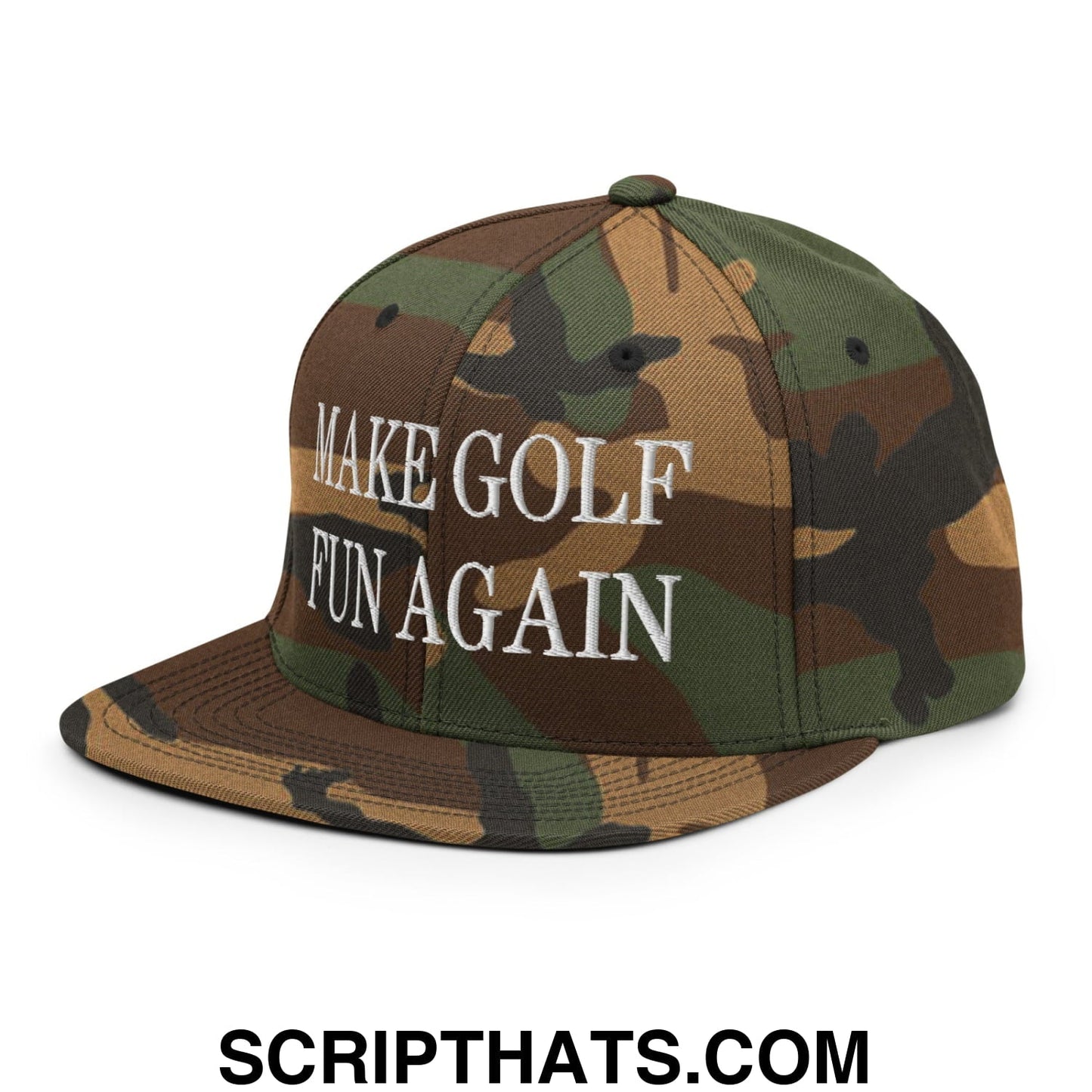Make Golf Fun Again Embroidered Flat Bill Brim Snapback Hat