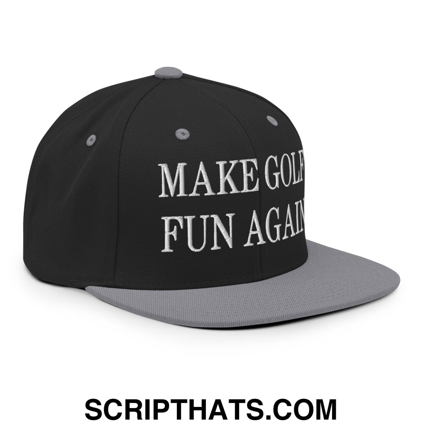 Make Golf Fun Again Embroidered Flat Bill Brim Snapback Hat