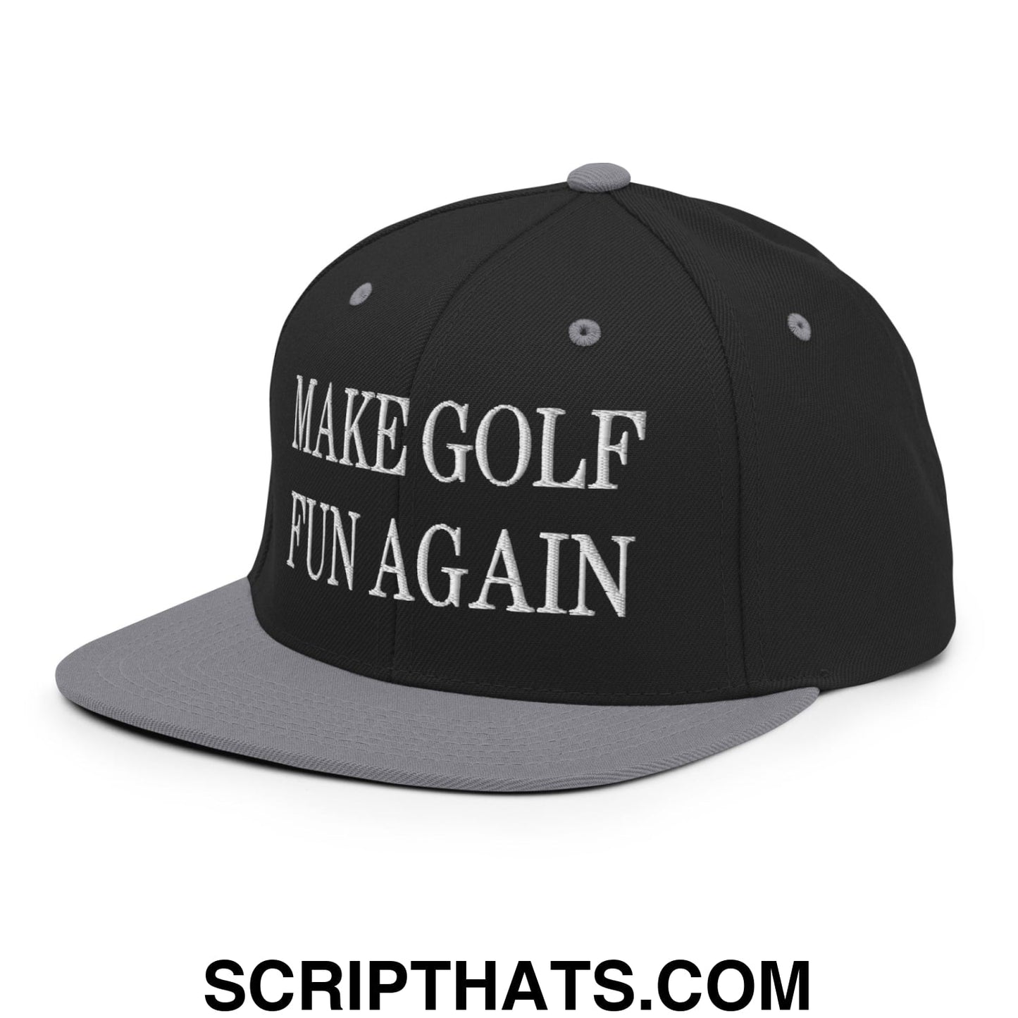 Make Golf Fun Again Embroidered Flat Bill Brim Snapback Hat