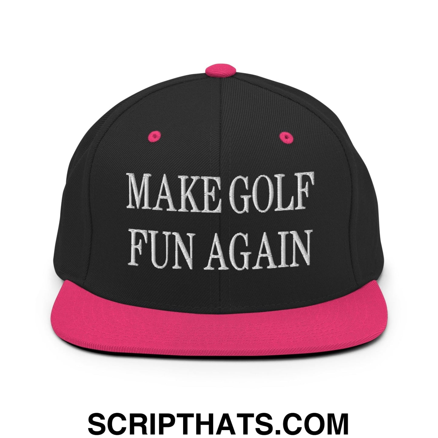 Make Golf Fun Again Embroidered Flat Bill Brim Snapback Hat