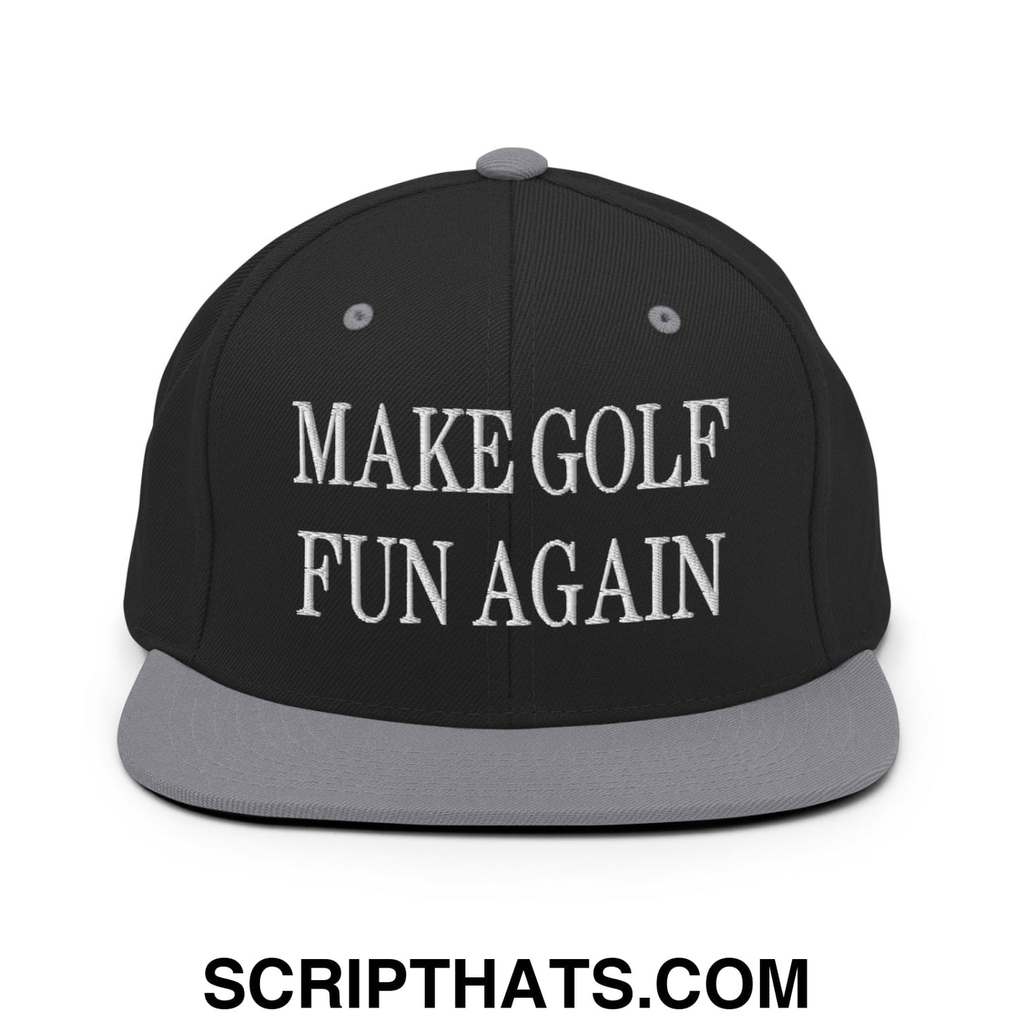 Make Golf Fun Again Embroidered Flat Bill Brim Snapback Hat