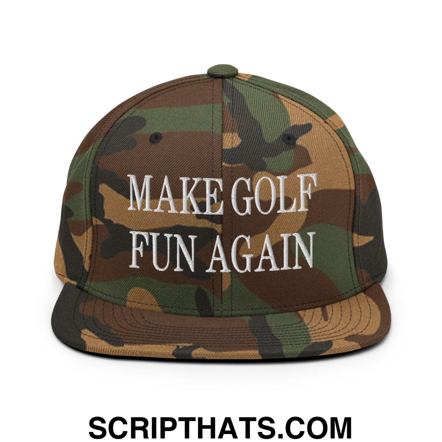 Make Golf Fun Again Embroidered Flat Bill Brim Snapback Hat