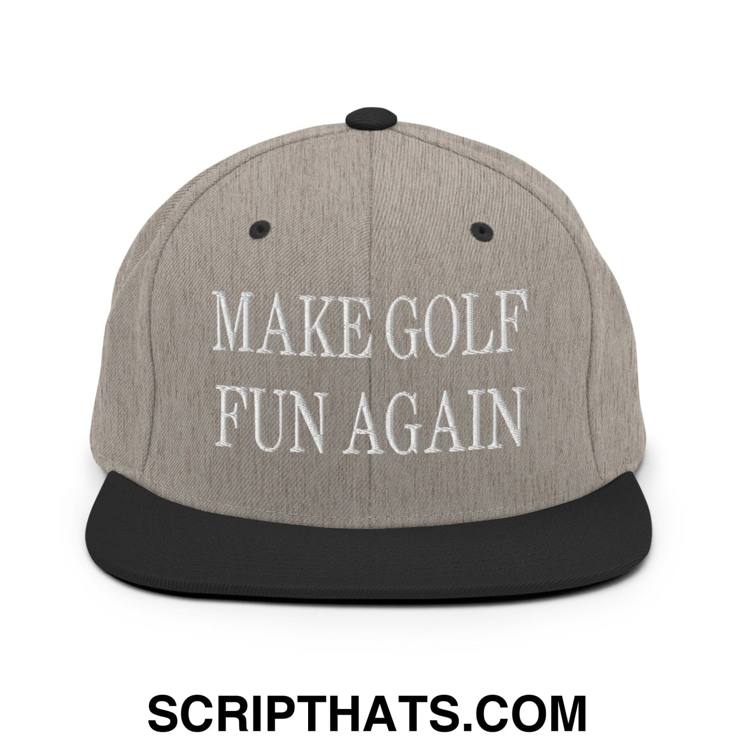 Make Golf Fun Again Embroidered Flat Bill Brim Snapback Hat