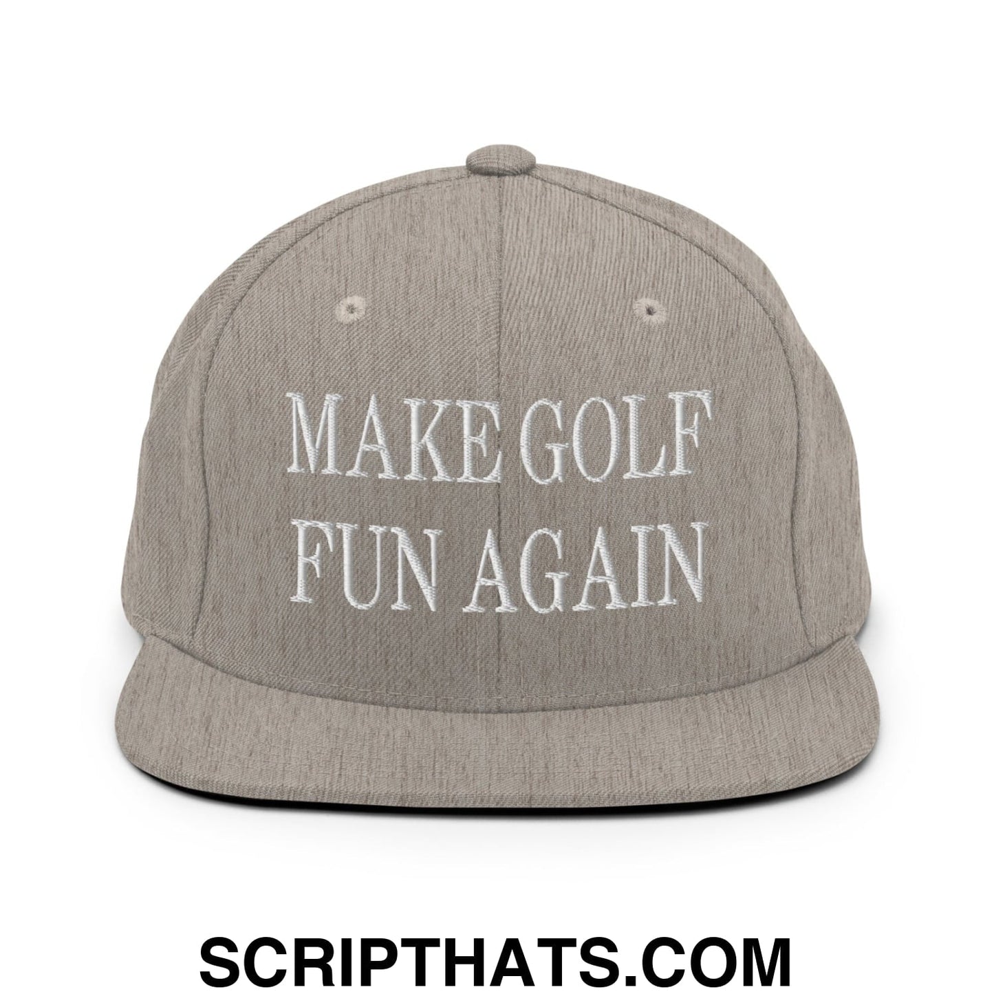 Make Golf Fun Again Embroidered Flat Bill Brim Snapback Hat