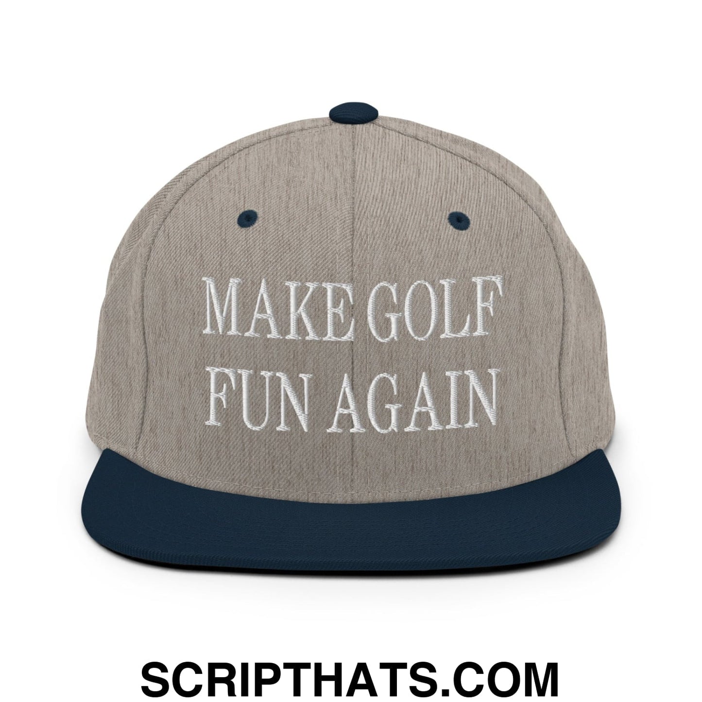 Make Golf Fun Again Embroidered Flat Bill Brim Snapback Hat