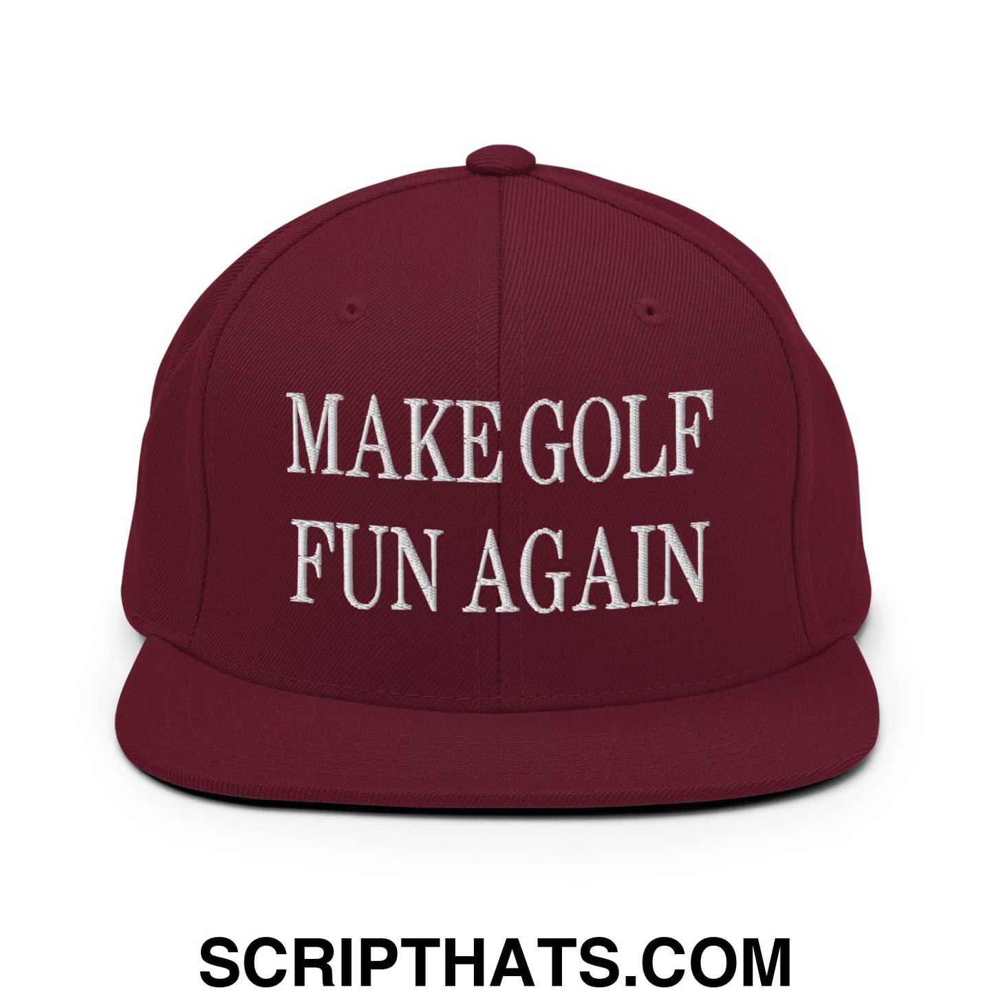 Make Golf Fun Again Embroidered Flat Bill Brim Snapback Hat