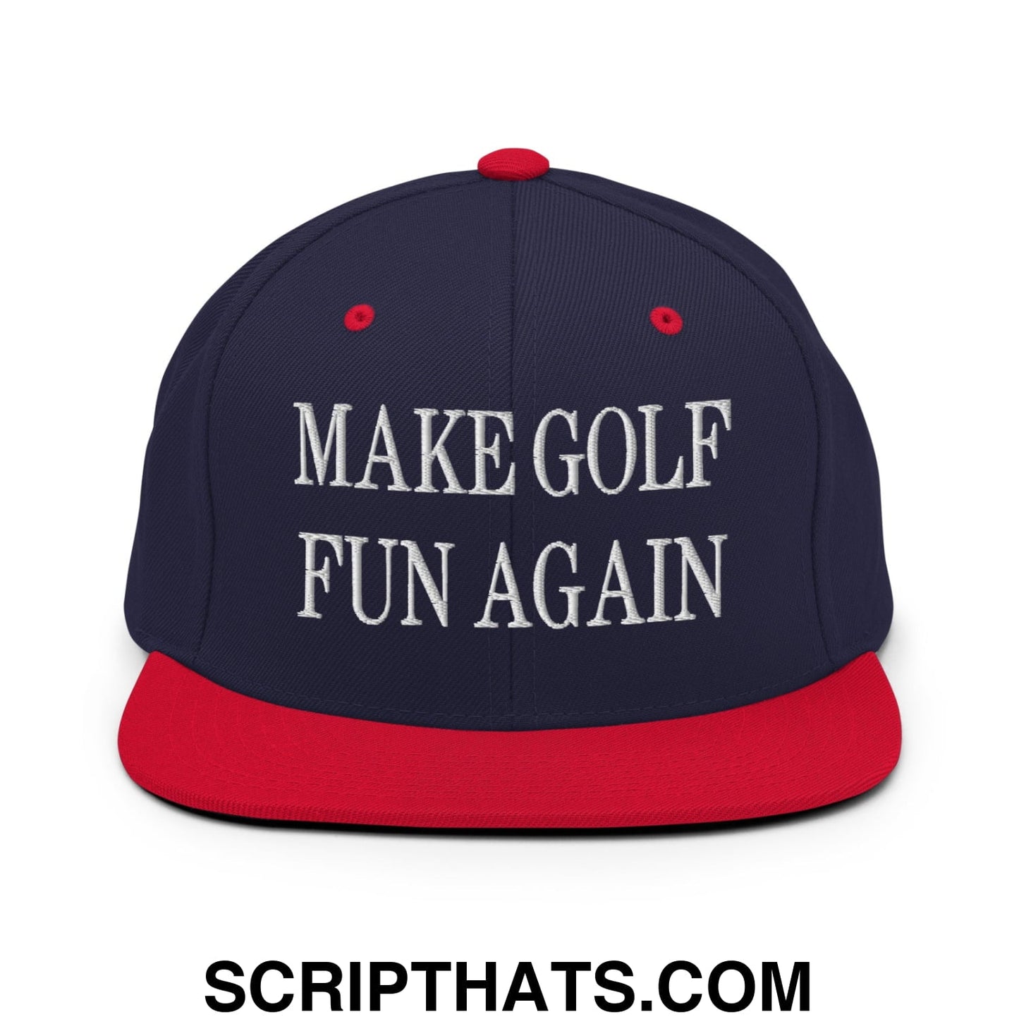 Make Golf Fun Again Embroidered Flat Bill Brim Snapback Hat