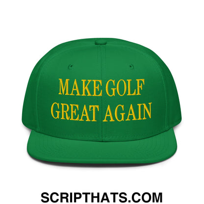 Make Golf Great Again Green Yellow Embroidered Flat Bill Brim Snapback Hat