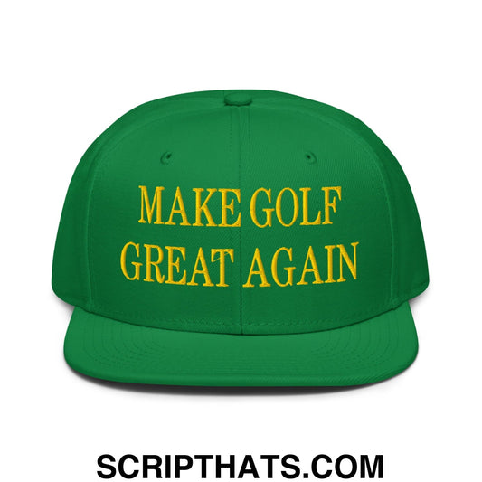 Make Golf Great Again Green Yellow Embroidered Flat Bill Brim Snapback Hat