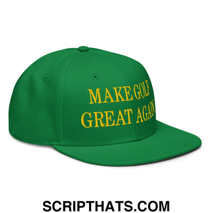 Make Golf Great Again Green Yellow Embroidered Flat Bill Brim Snapback Hat