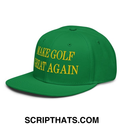 Make Golf Great Again Green Yellow Embroidered Flat Bill Brim Snapback Hat