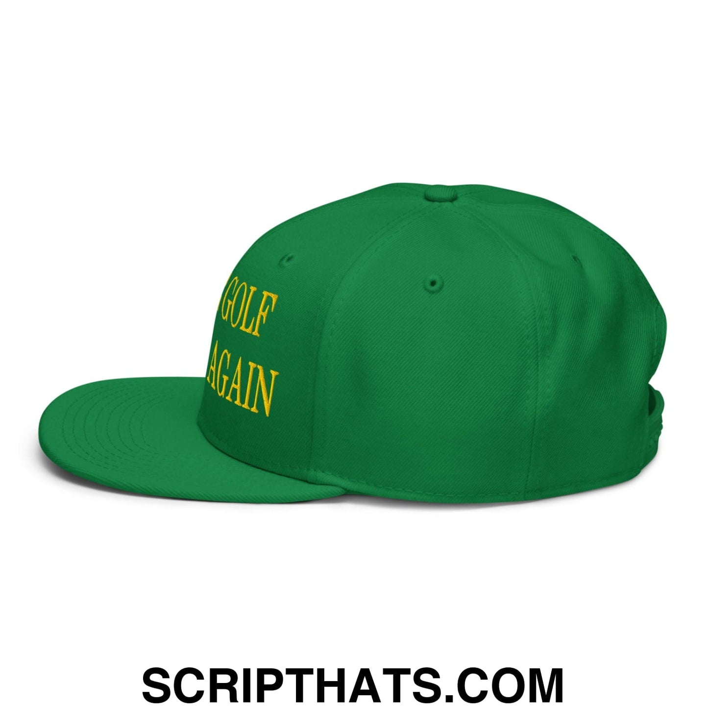 Make Golf Great Again Green Yellow Embroidered Flat Bill Brim Snapback Hat