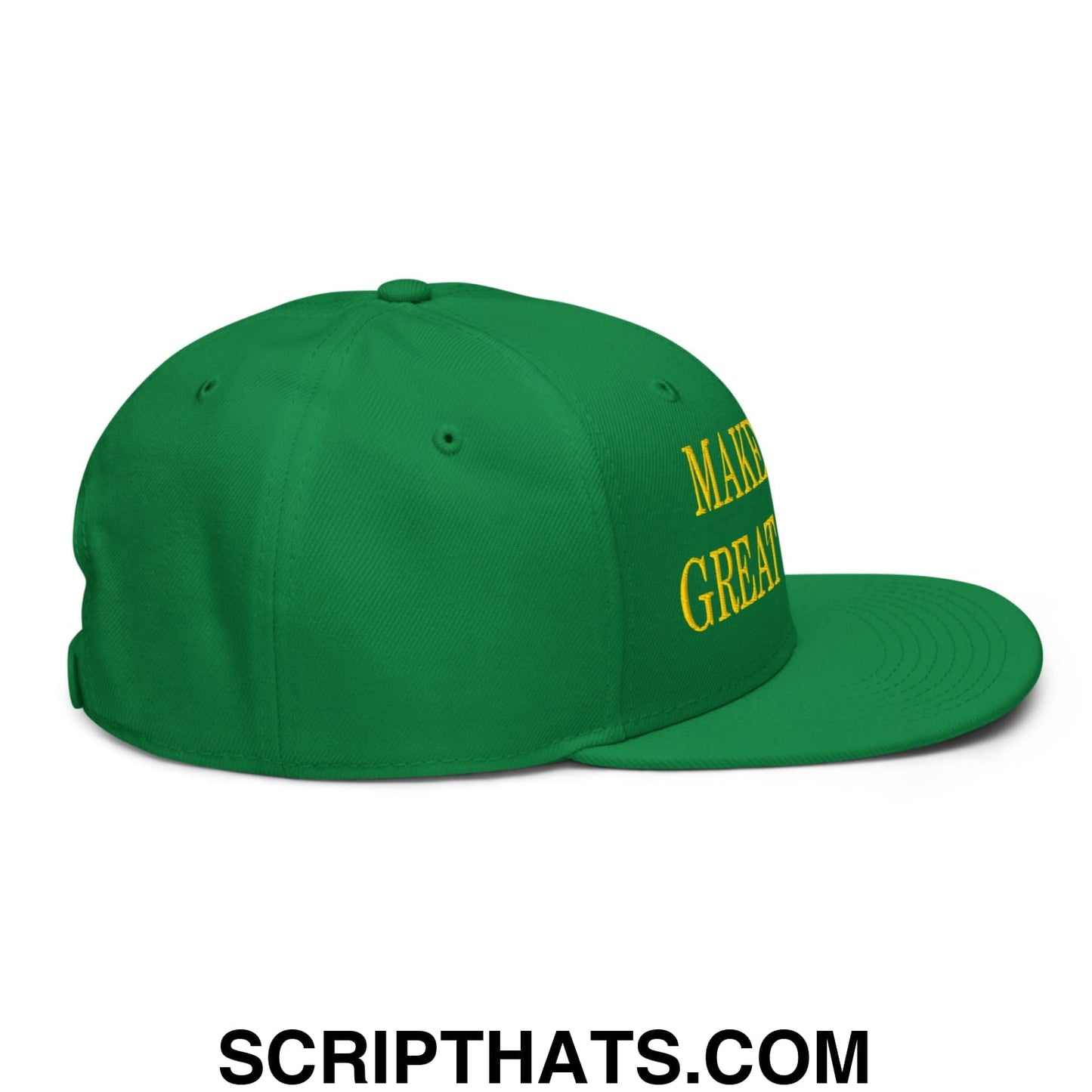Make Golf Great Again Green Yellow Embroidered Flat Bill Brim Snapback Hat