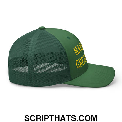 Make Golf Great Again Green Yellow Embroidered Mesh Trucker Hat
