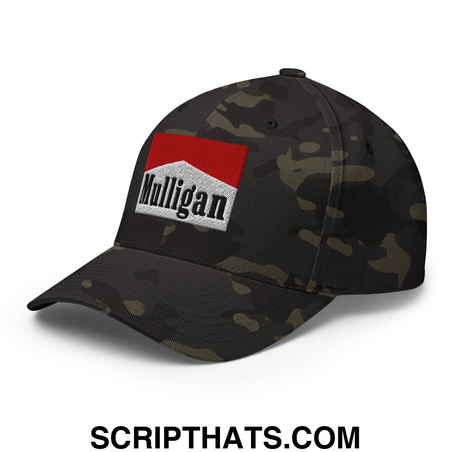 Mulligan Cigarette Red Embroidered Stretch Fit Golf Hat