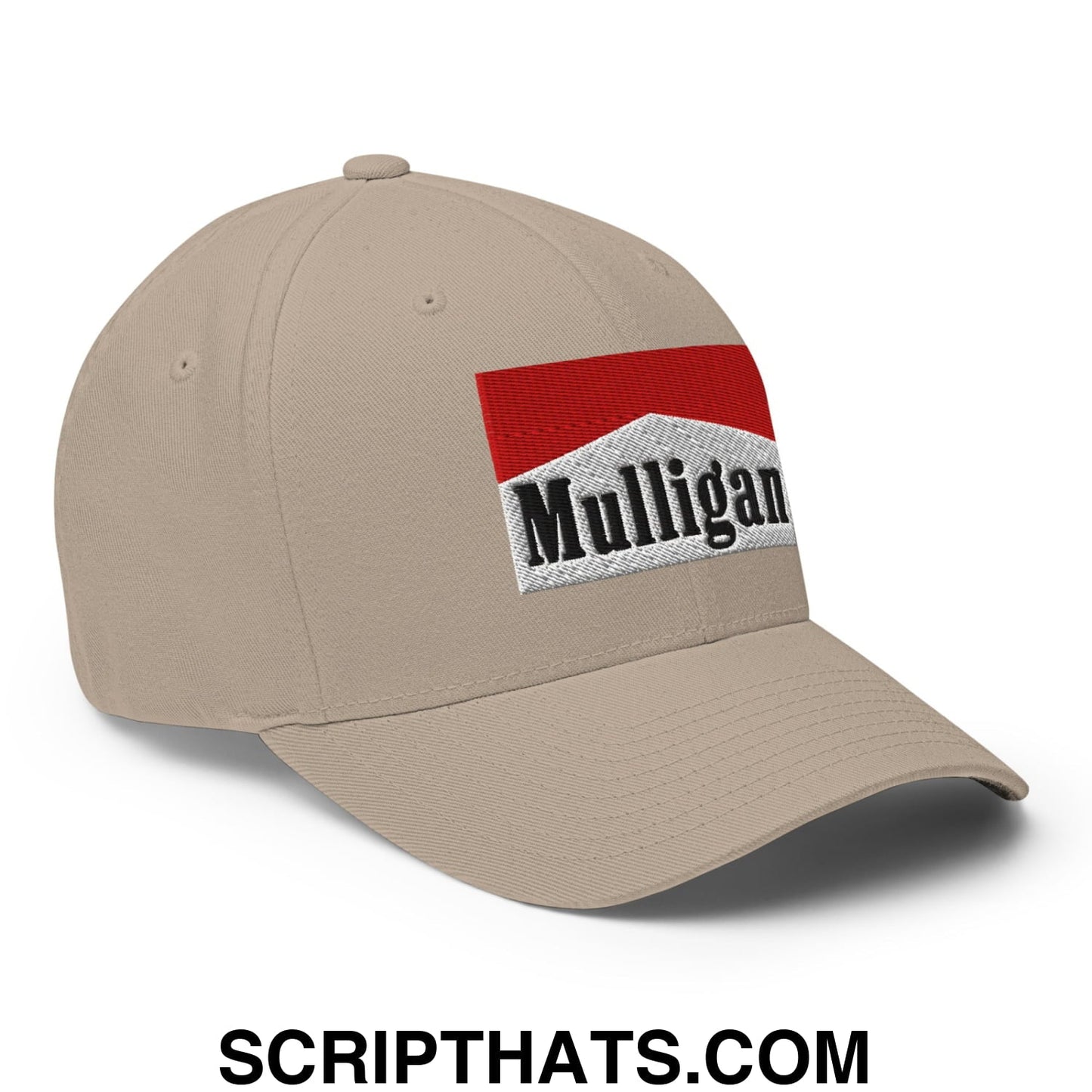 Mulligan Cigarette Red Embroidered Stretch Fit Golf Hat
