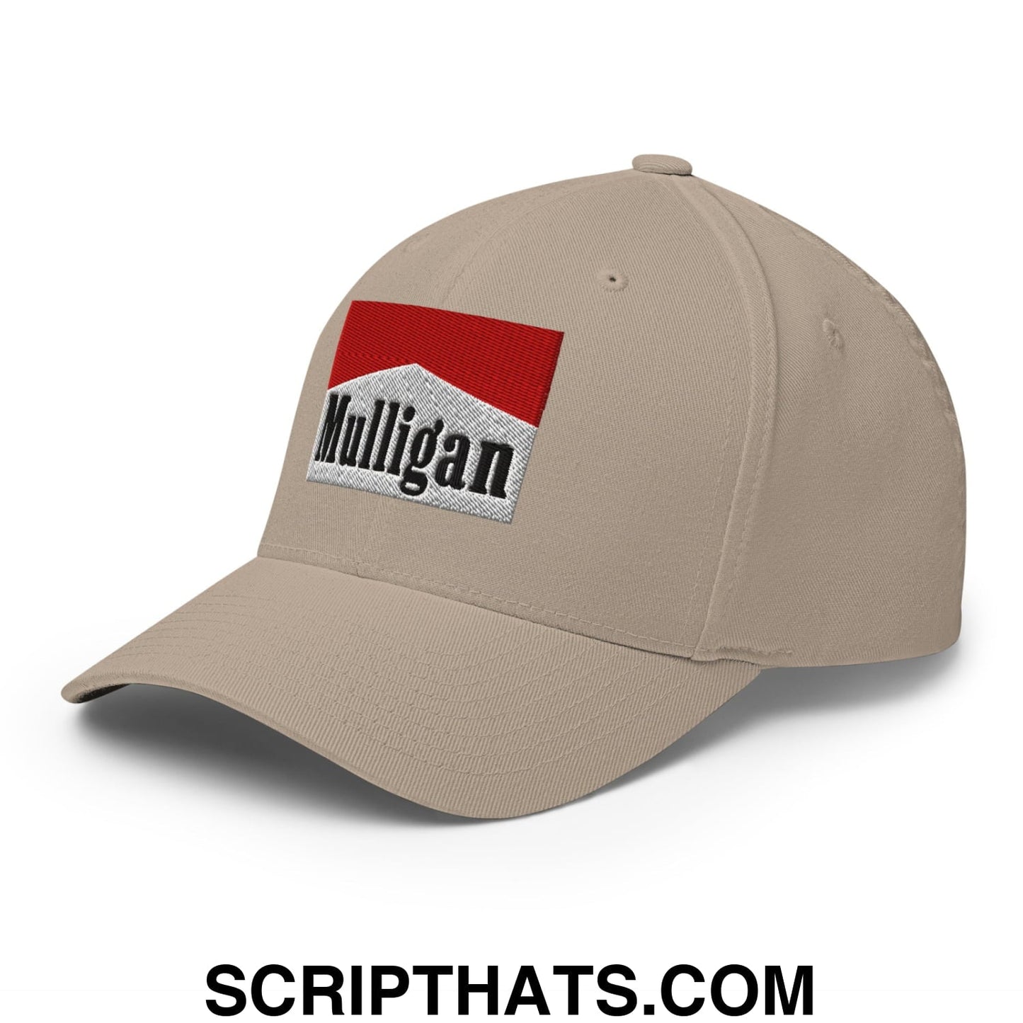 Mulligan Cigarette Red Embroidered Stretch Fit Golf Hat
