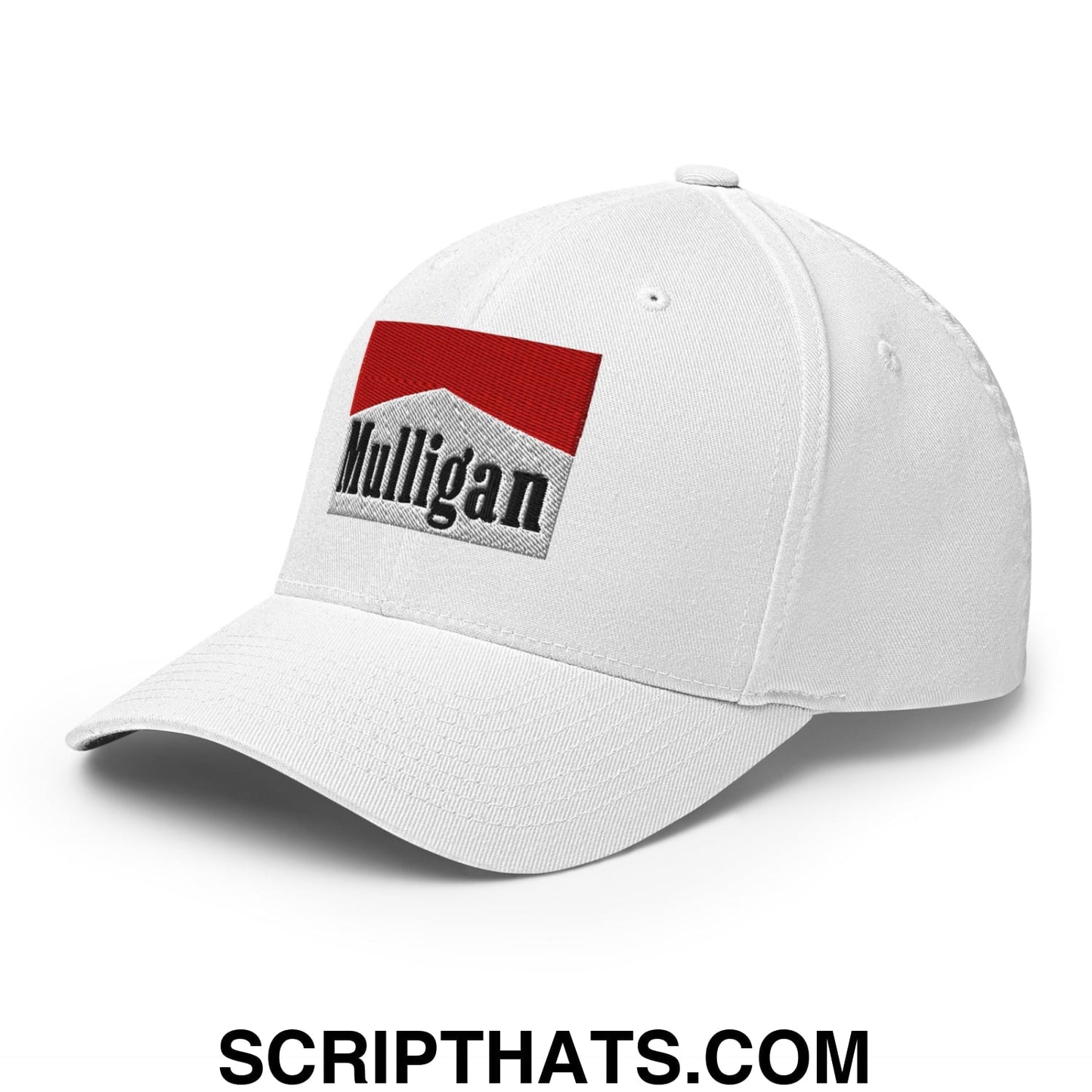 Mulligan Cigarette Red Embroidered Stretch Fit Golf Hat