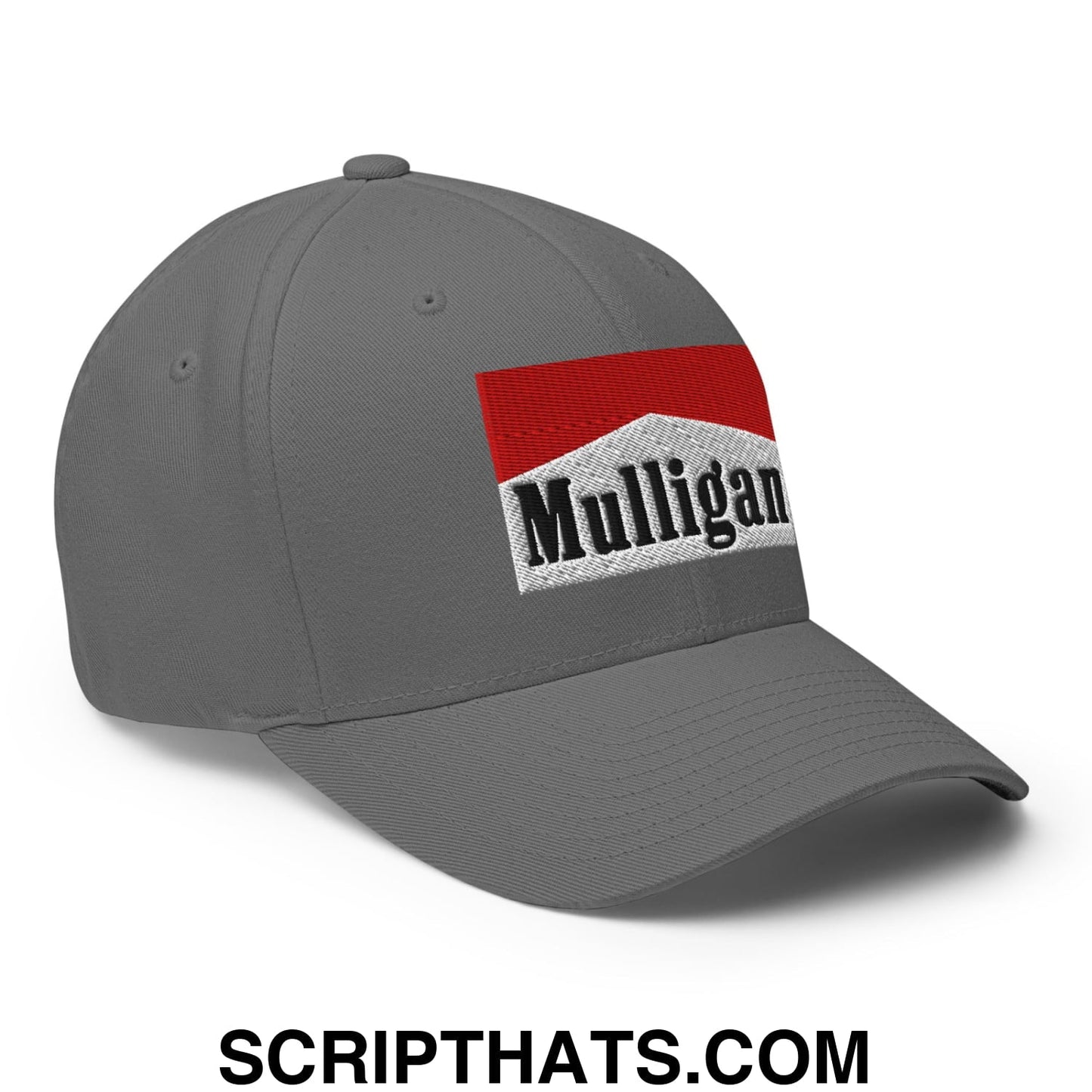 Mulligan Cigarette Red Embroidered Stretch Fit Golf Hat