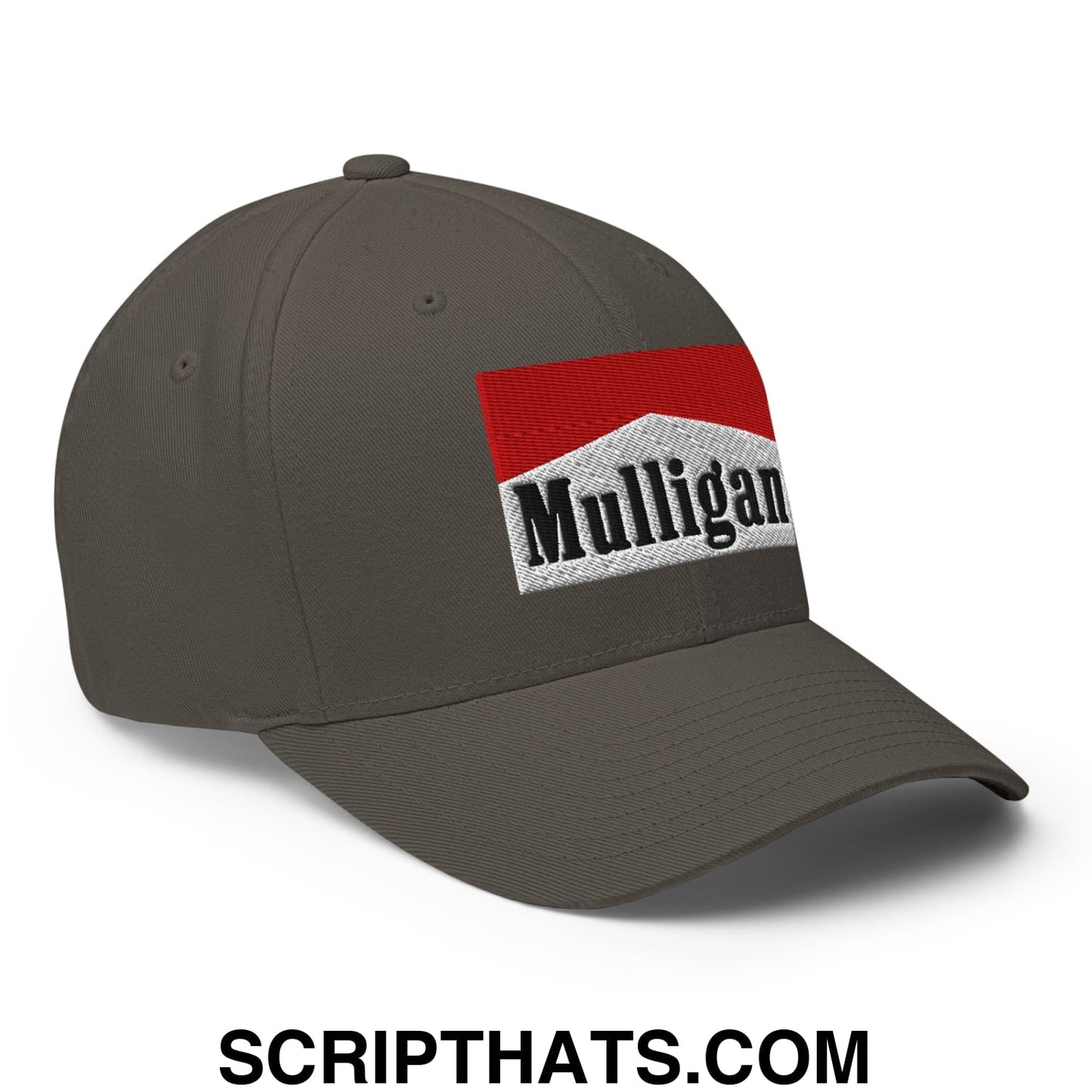 Mulligan Cigarette Red Embroidered Stretch Fit Golf Hat
