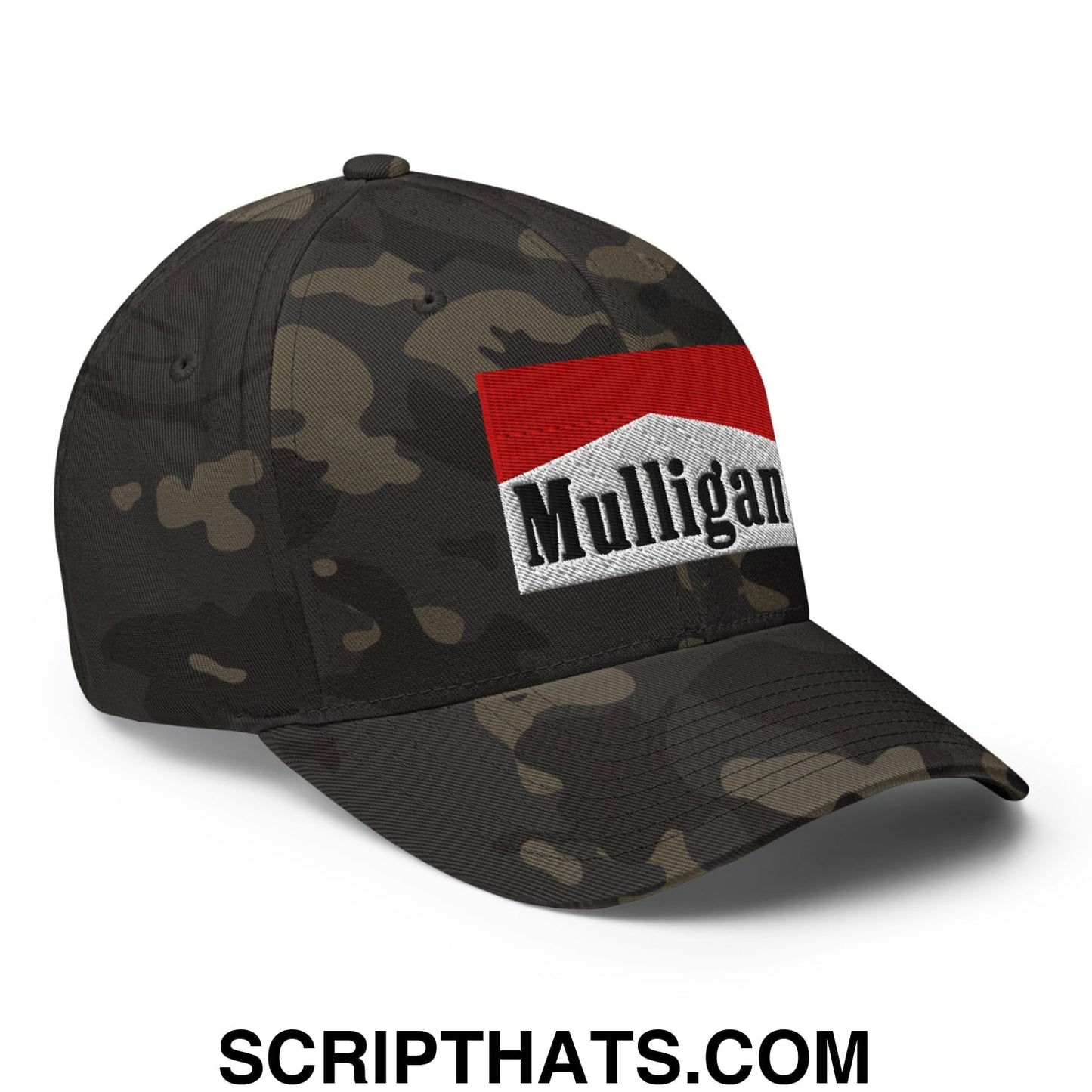 Mulligan Cigarette Red Embroidered Stretch Fit Golf Hat